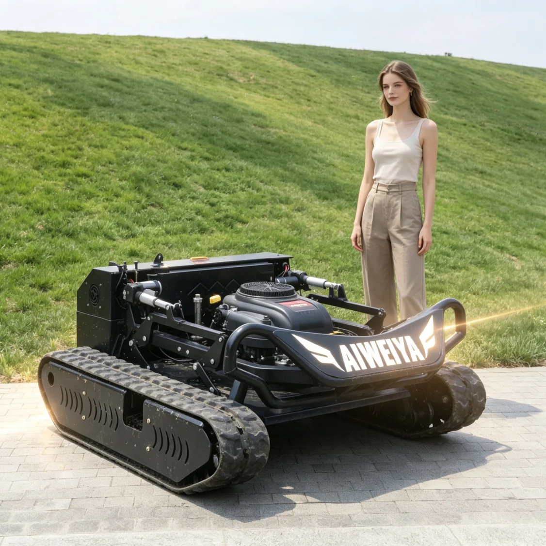 

Customized Radio Controlled Crawler Lawn Mower Remote Mower Multi-Gear Cutting Depth Adjust Suit Short And Long flail mower