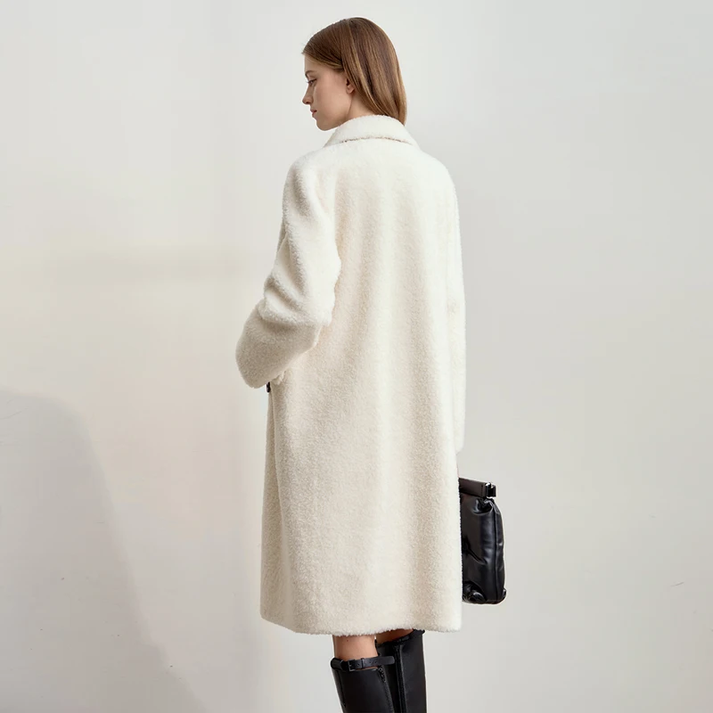 AMII معطف المرأة 2025 شتاء جديد بدوره إلى أسفل طوق مزدوجة الصدر جميع الصوف المرأة معطف الفرو مكتب سيدة الدافئة فضفاض 12424022 #2