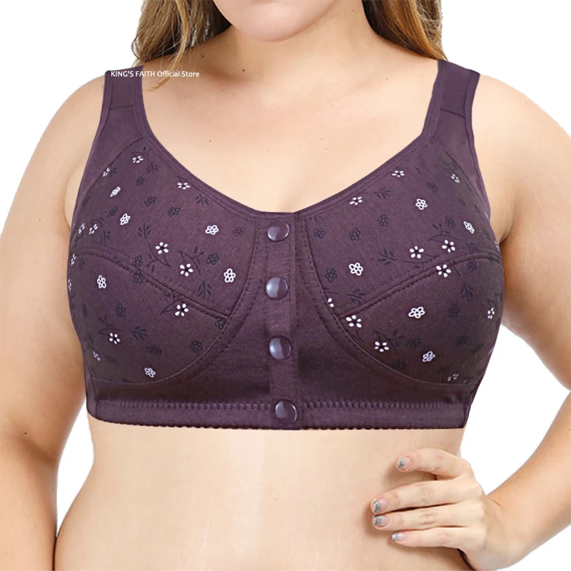 Comfortable Cotton Bra Women Front Closure Push UP Bra Wire Free Underwear For Women\'s Linger Soft Large Bust 48 50 52 B C Cup