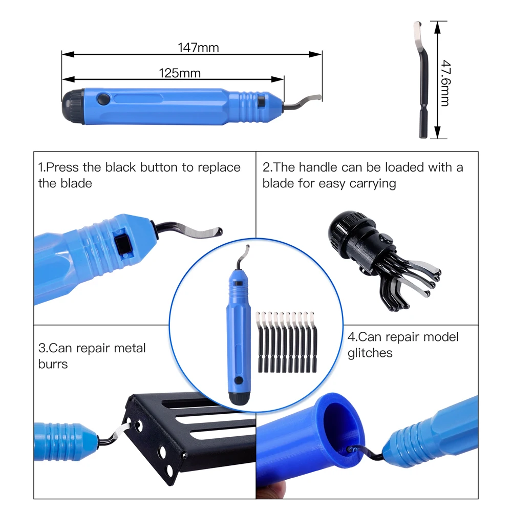 49pcs Deburring Tool 3D Model Cleaning Removal Tool Trimming Carving Knife Edge File Cutter 3D Printer Parts with Storage Bag