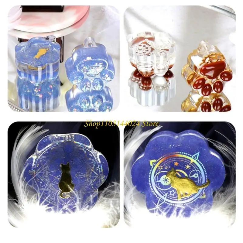 N5KE Cats Paw Silicone Mold Pendant Epoxy Molds for Casting DIY Crafts Keychain Mold