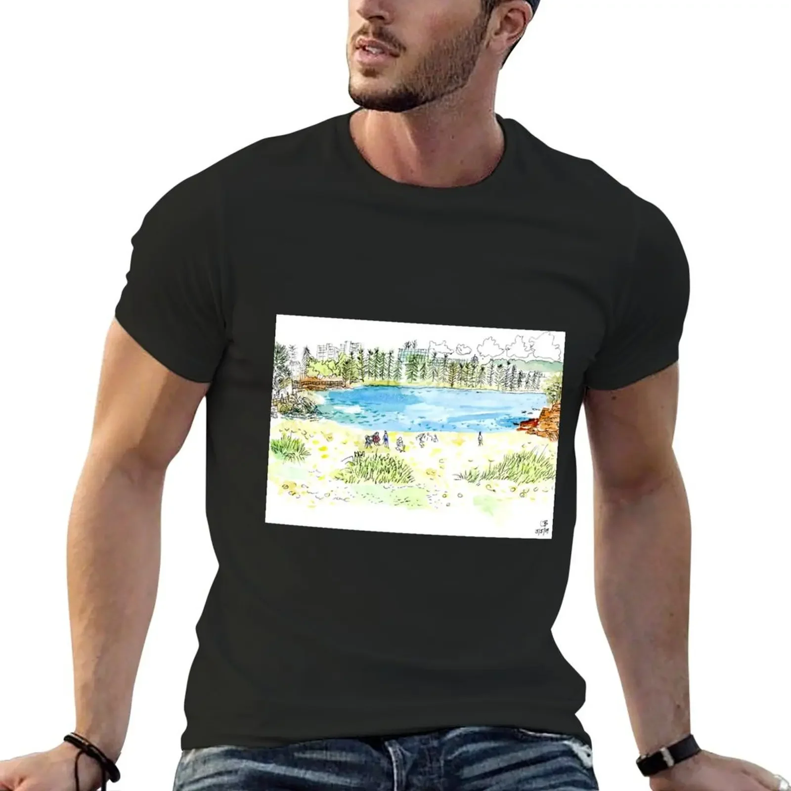

Shelly Beach - Manly T-Shirt for a boy anime figures vintage clothes Men's t-shirts