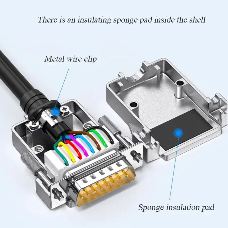 DB15 Solderless Male Female Connector Industrial Thin Version 15 Pin Connectors Small Volume 15P Welding Free Wire Terminal Plug