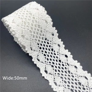 Algodão Crochet Lace Ribbon para costura, guarnição do tecido, acessórios artesanais, branco, 10mm-50mm, 2 jardas, 100% algodão 8 principais vendas tira bordado algodão - №3