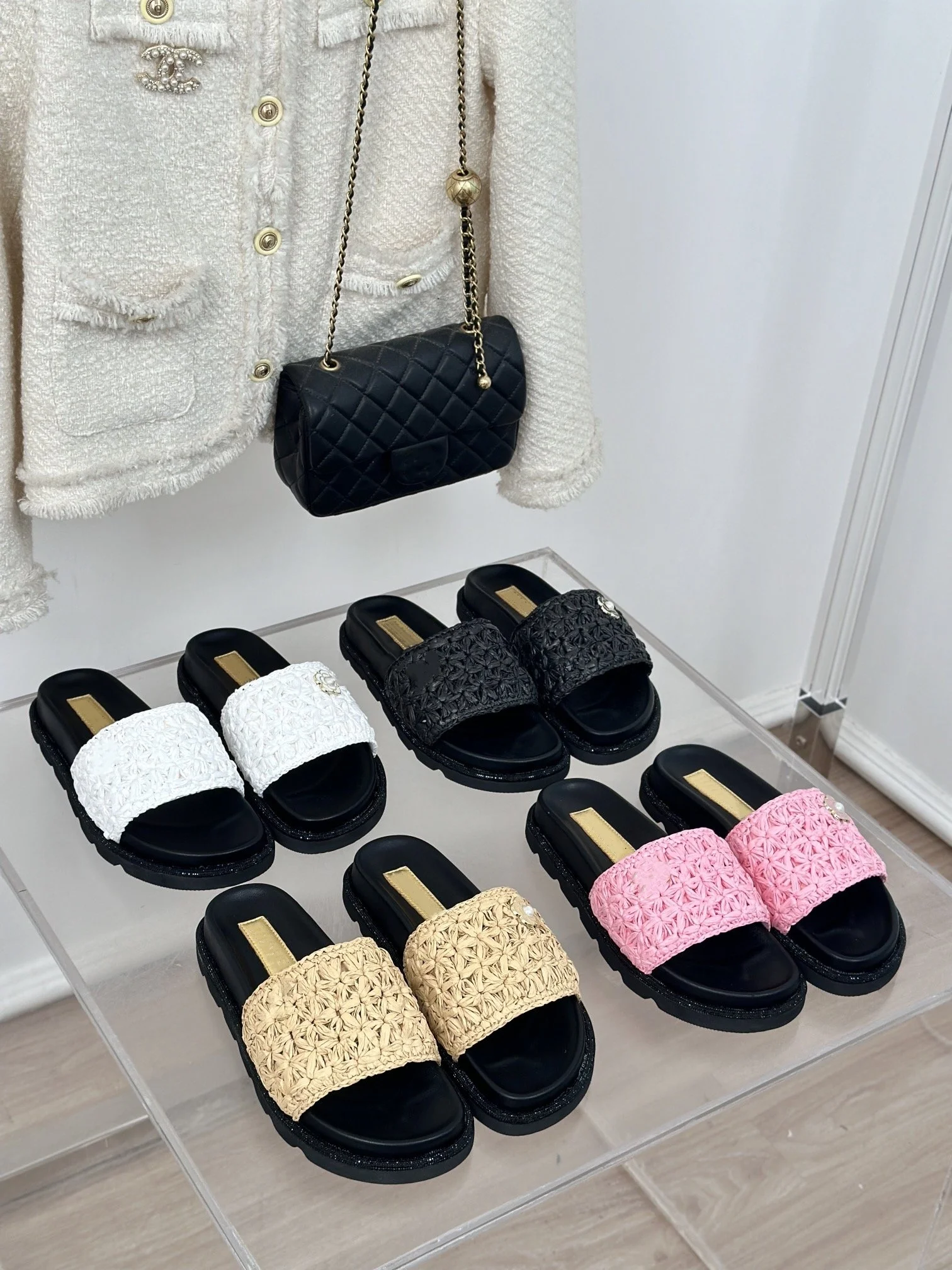 

24 Summer New Women's Slippers, Fashion Slippers, Cooler Woven Lazy Slippers, Rubber Outsole, Simple Inclusive Foot Shape