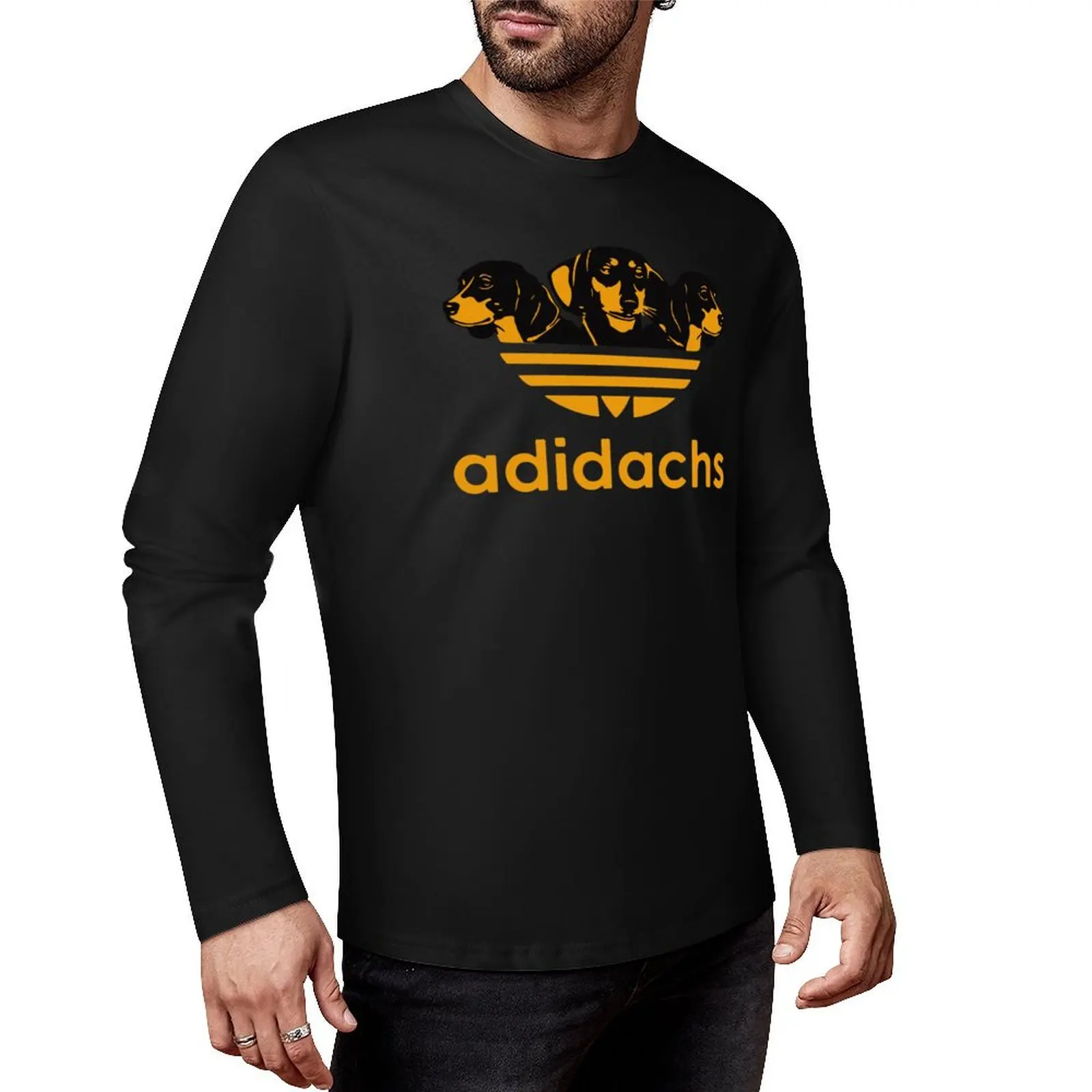 

Adidachs забавная длинная футболка Daschund, мужская футболка большого размера, черная футболка, мужские рубашки