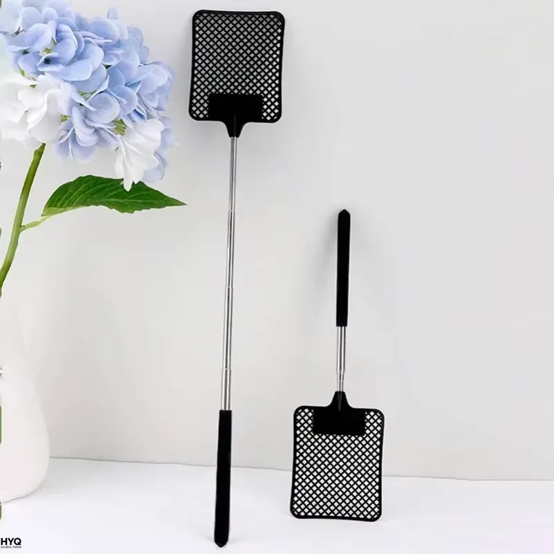 1 Pack Of Black Creative Fly Swatter Mosquito Swatter Stainless Steel Expansion Design Fly Repellent Supplies
