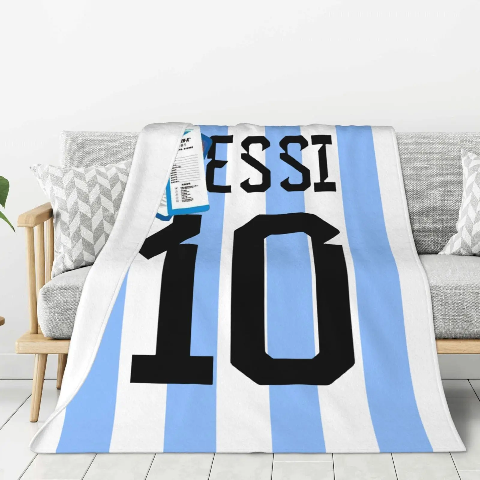 Blue jersey pattern Printed Blanket for Sofa Bed Travel Camping Living Room Office Conditioning Blanket for All Seasons Gifts