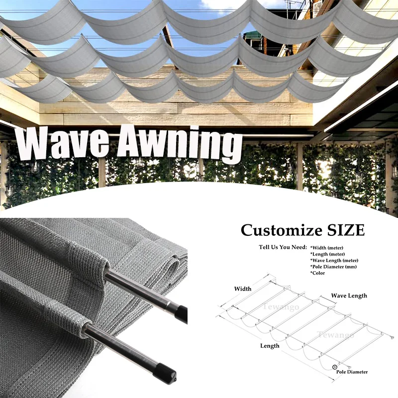 95% UV Block Grey Shading Sun Shade Net Home Garden Telescopic Wave Canopy Tent Heavy Duty HDPE for Swimming Pool Pergola Sun