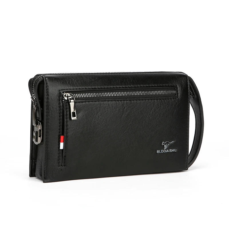 

High quality clutch solid color PU leather men's envelope hand-held long wallet storage card bag sacoches