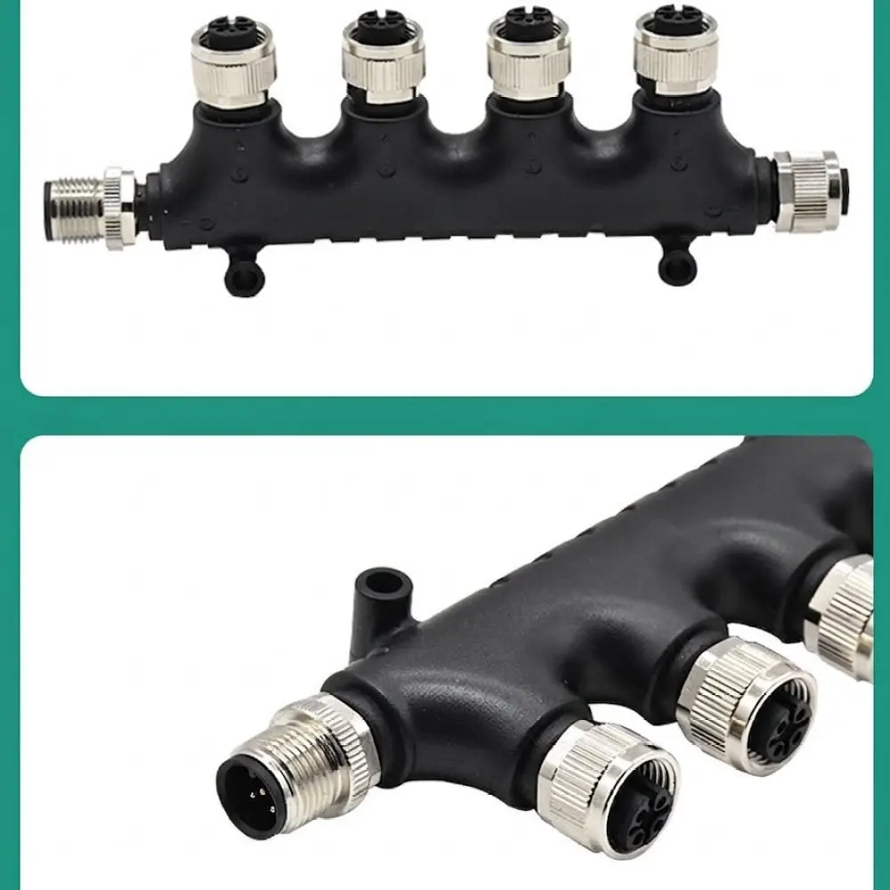 For Xisaim M12 5 Core NMEA 2000 Waterproof Industrial Plug Adapter T Type Multi Port Distribution Socket Panel Mount
