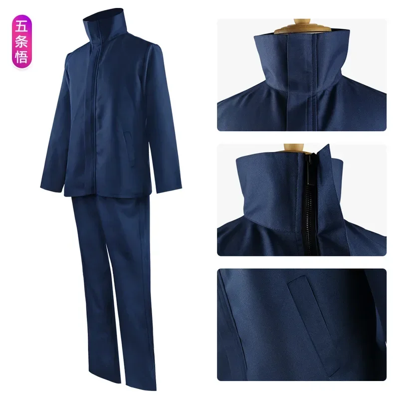 JJK Gojo Satoru Cosplay Uniforme Parrucca Vestito Bende per gli occhi Occhiali neri Accessori per costumi Puntelli anime Costume di Halloween per uomo