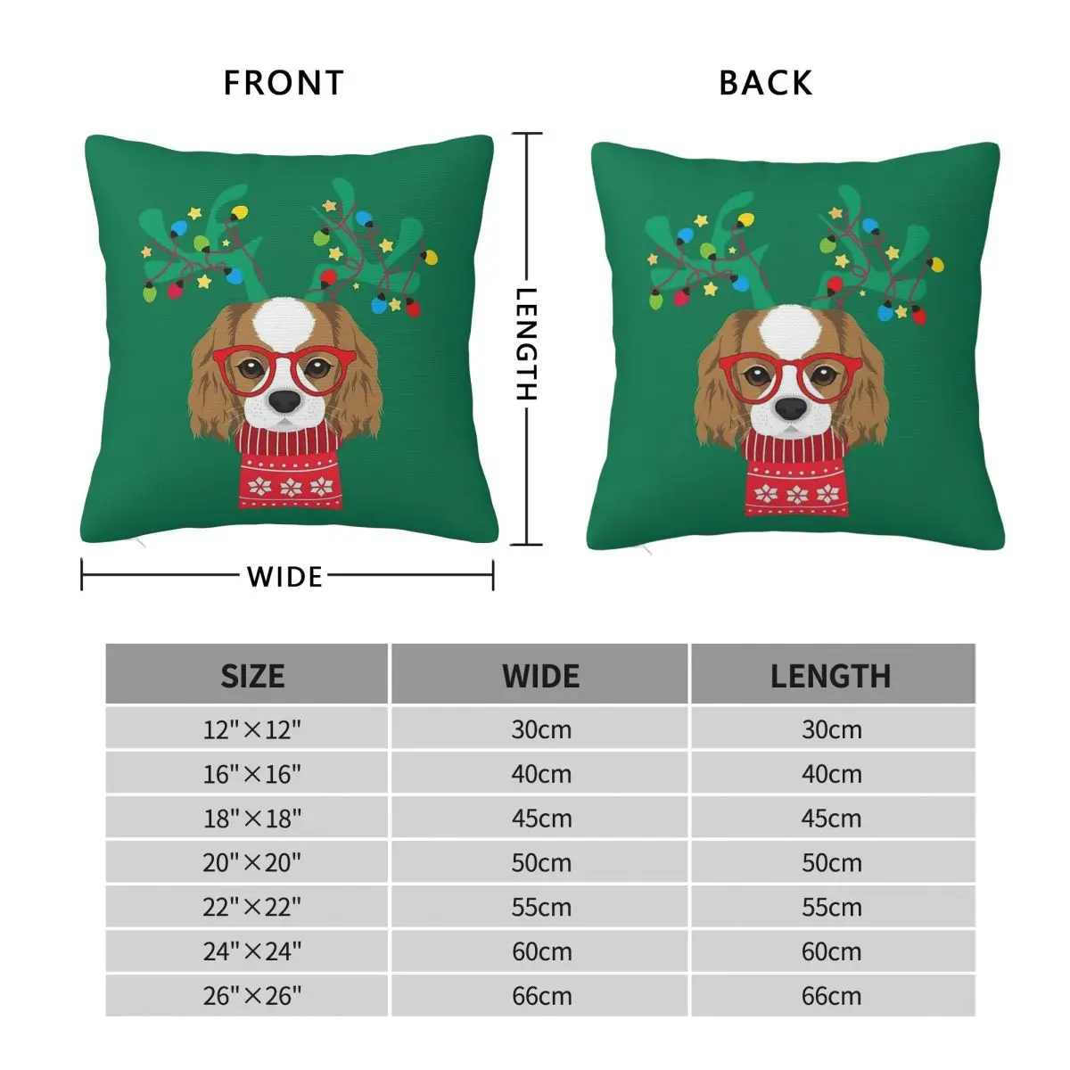 Cavalier King Charles Spaniel Xmas Square Pillowcase Polyester Linen Velvet Creative Decorative Pillow Case Sofa Cushion Cover