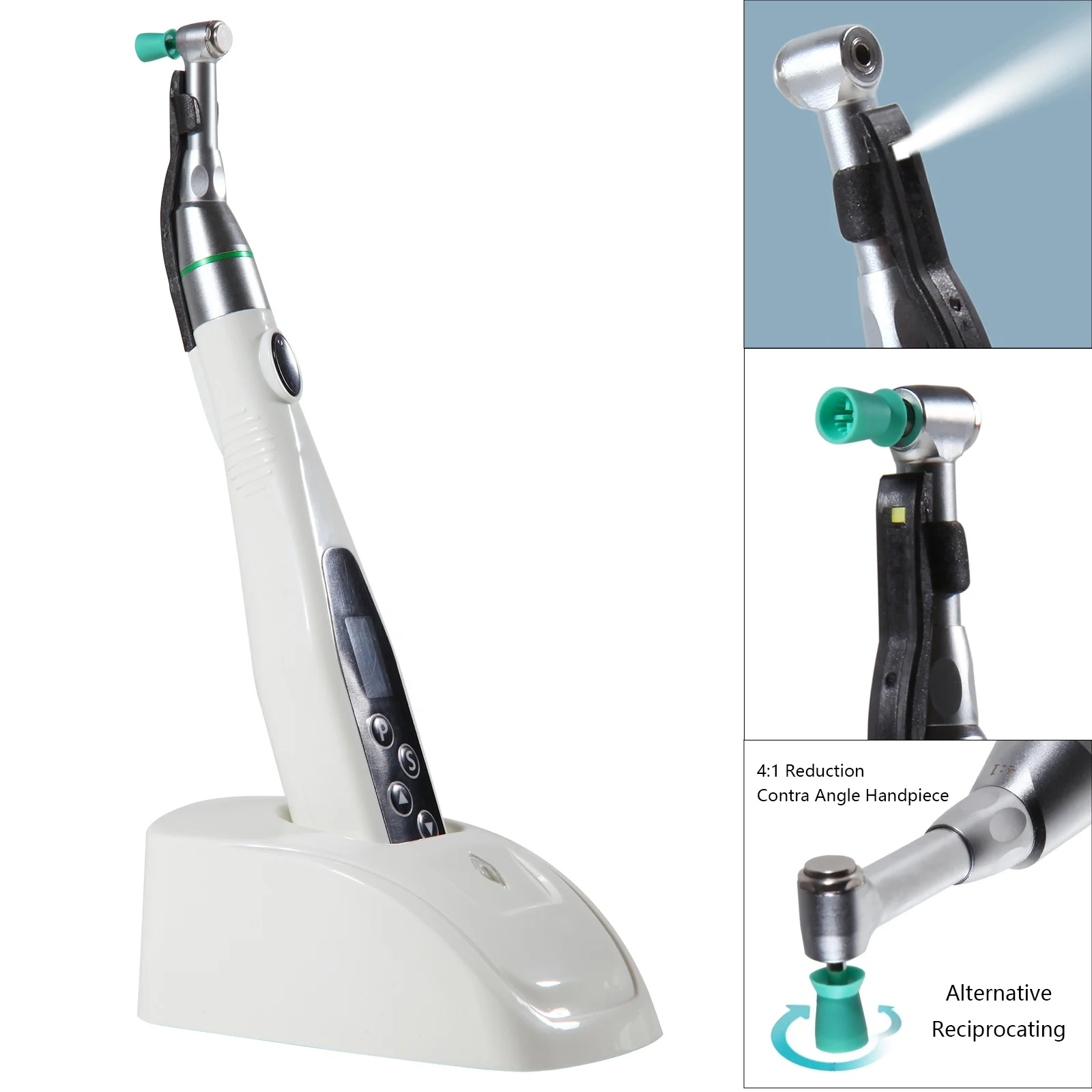 New Innovation!Rechargeable Cordless den tal LED Electric Polishing Grinding Light 4:1Contra Angle Handpiece N-S-K for Root Cana