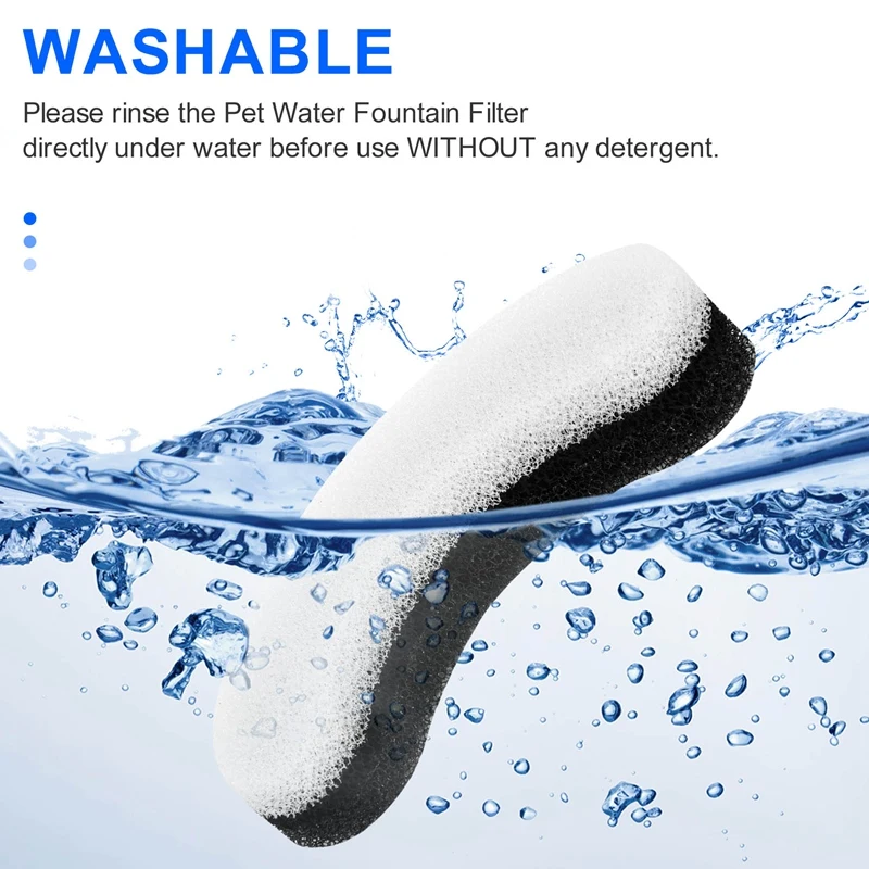 8Pcs Pet Water Fountain Filters Cat Water Fountain Sponge Filter Replacement For WF050 Cat Fountain-A22G