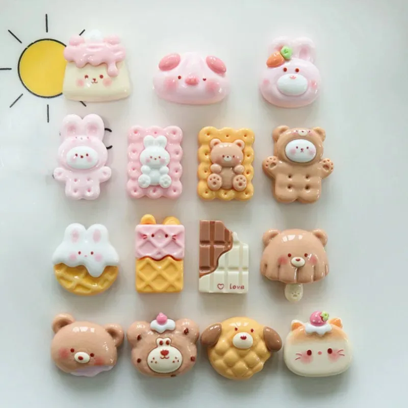 10pcs Cute Glossy Biscuit Animal Resin Cabochon Cup Scrapbooking Accessories Children Hairpin Headwear Jewelry Planar Applique
