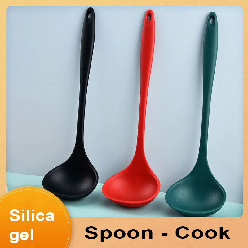 

1Pc Silica gel Thickening Spoon Creative Long Handle Hotel Hot Pot Spoon Soup Ladle Home Kitchen Essential Tools