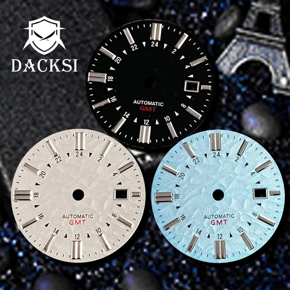 DACKSI Fit for NH35 Movement Luminous 33.5mm Sterile Automatic Watch Dial Face Hands Set Date Window Wristwatch Parts Accessorie