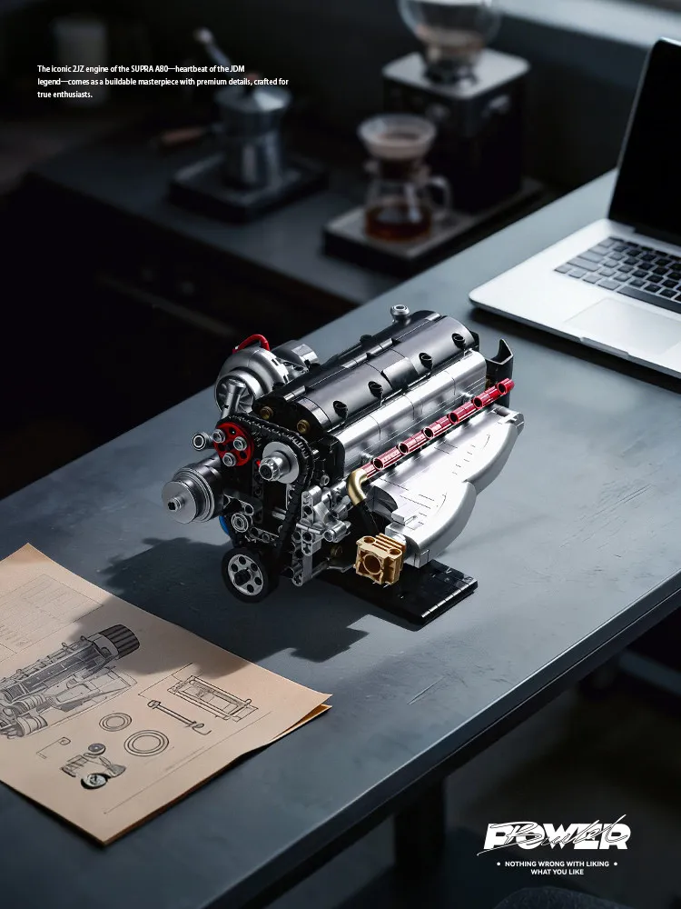 Engine engine series 2JZ-GTE assembled building toy model 8814
