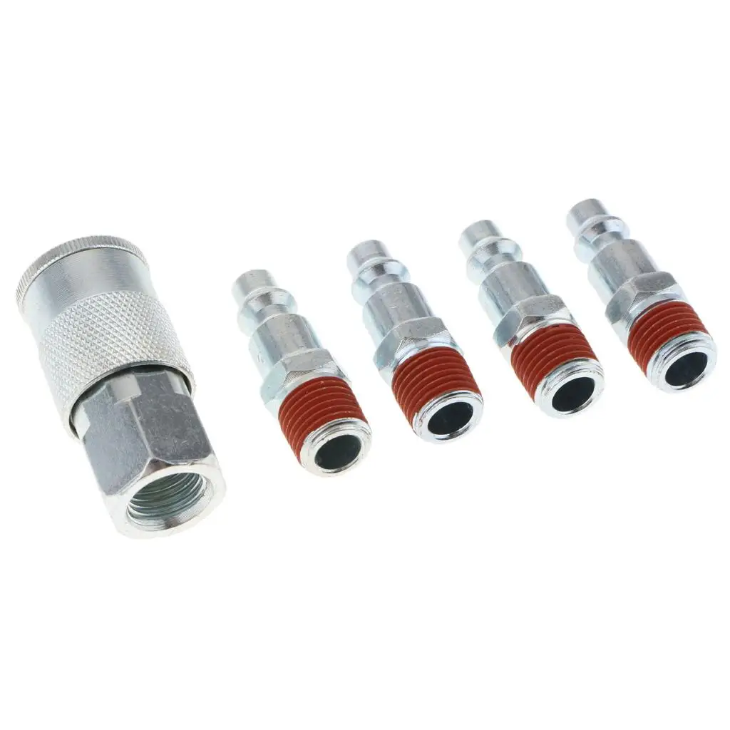 5 Pieces Air Line Hose Compressor Fitting Connectors Quick Release 1/4'' NPT