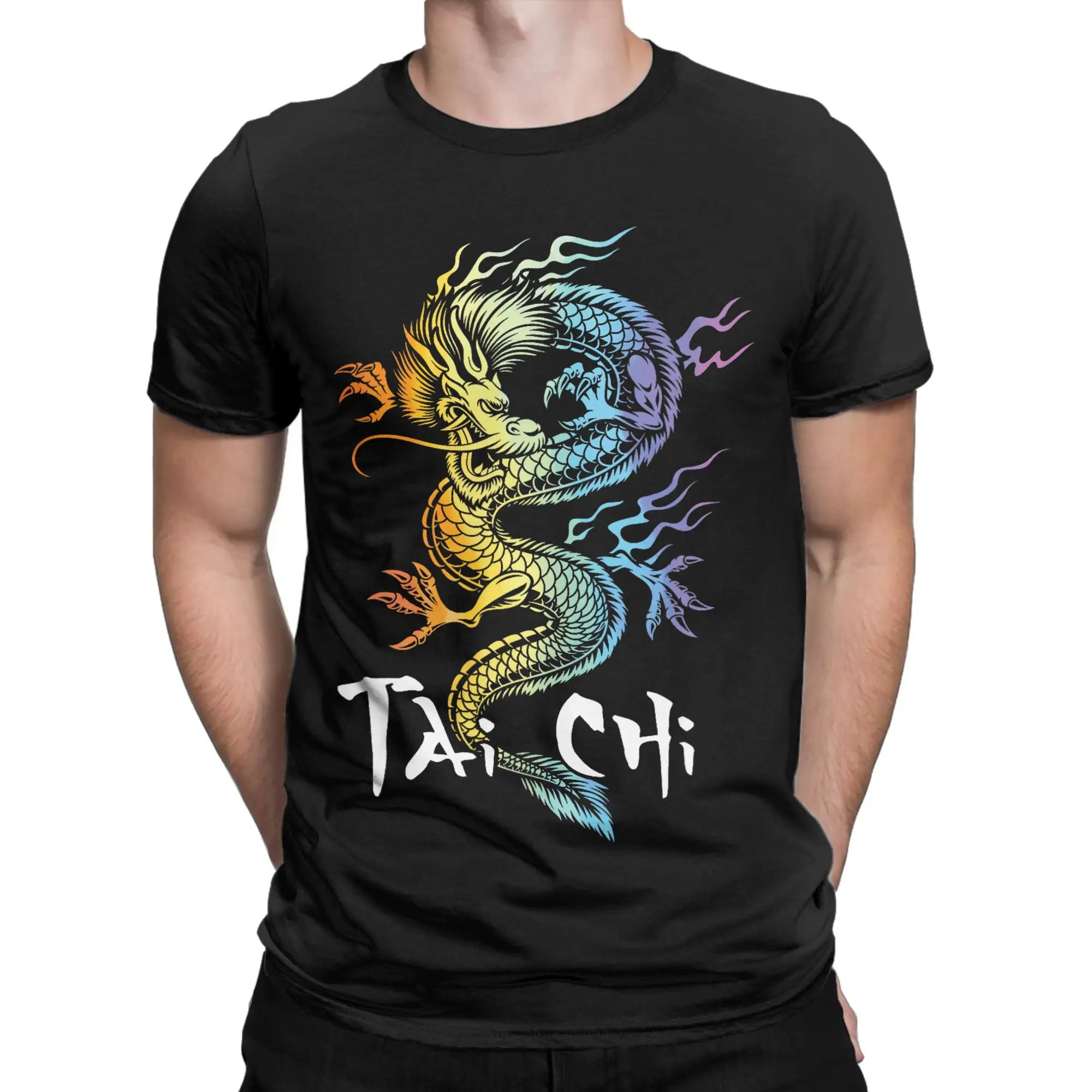 Tai Chi Spiritual Wellness T Shirt Summer  Hip Hop T Shirts Man 100% Cotton Breathable Plus Size Tees Short Sleeve Tshirt