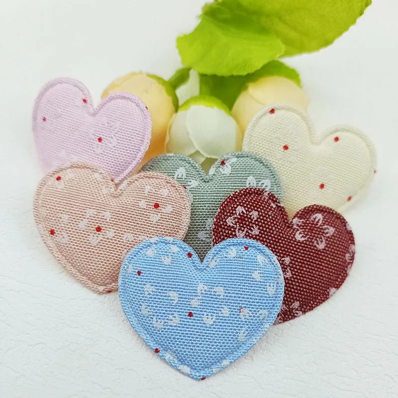 60 Stück gepolsterte Blumenherz-Applikationen, Zubehör für Kinder-Haarbänder und Haarspangen, Dekorationsaufnäher für Schuhe und Hüte – Detail 2