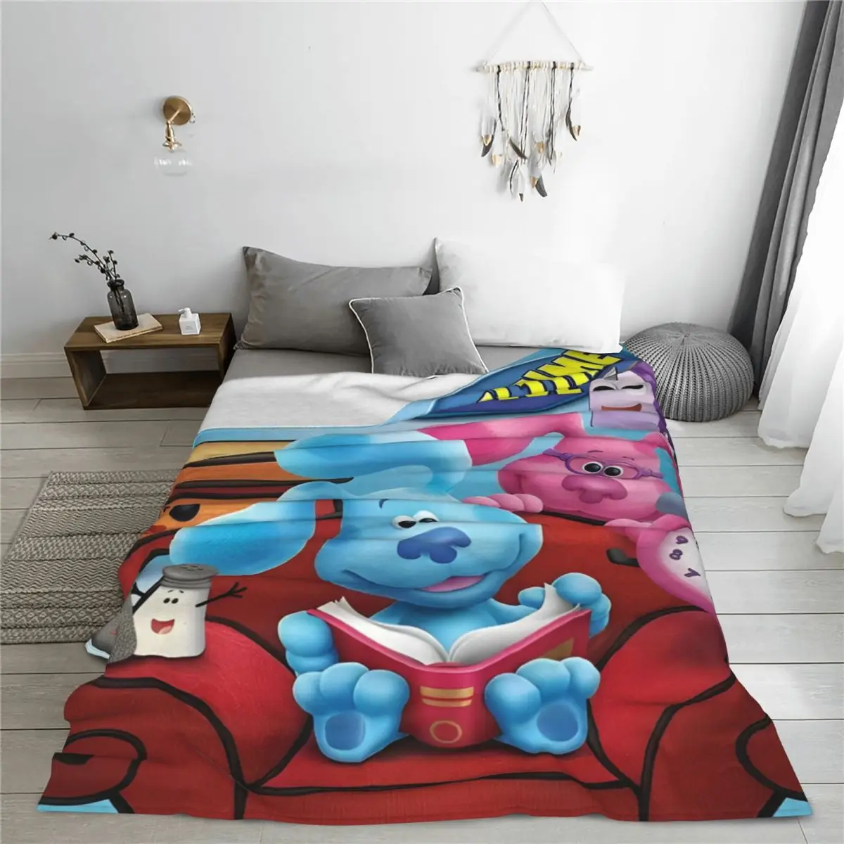 Blue's Clues Blue Dog Cartoon Blanket Cover Cute Kids Wool Throw Blanket Bedroom Sofa Decoration Ultra-Soft Warm Bedspreads