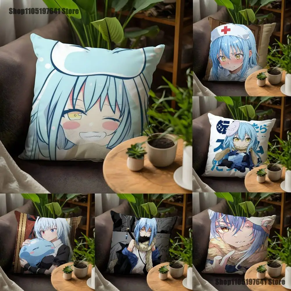 

T-Tensei Slime R-Rimuru Anime Pillow Case For Sofa Decor Car Office Room Printing Cushion Cover Decorations and Protector