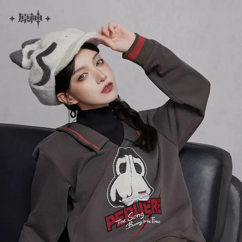 [Genuine] miHoYo Game Genshin Impact Arlecchino Theme Series Plush Beret Felt Hat Baseball Cap Anime Accessory Cosplay Xmas Gift 5