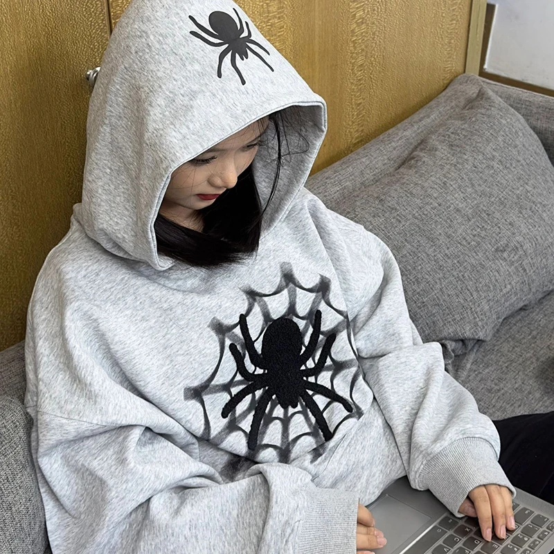 

Fashion New Women's Hoodie Printed Spider Pattern Oversized Women's Casual Top Y2k Style Autumn-winter Pure Cotton Hoodie