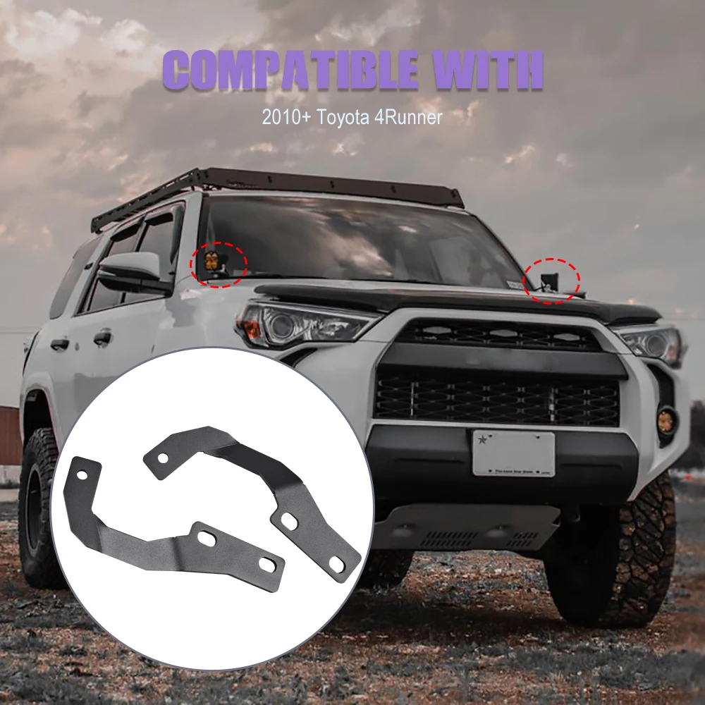 LED Light Hood Mount Bracket For Toyota 4Runner 2010-2024 Off-Road Spotlight Fog Bulb Holder Engine Hood Ditch Light Brackets