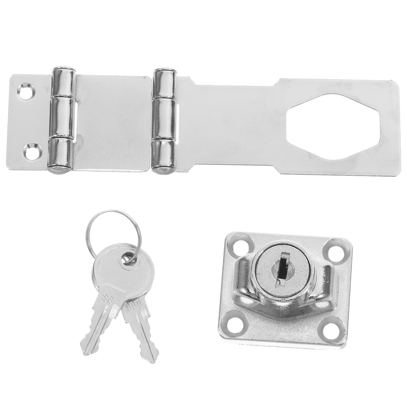 

Gate Lock Cabinet Door Double Password Hasp Locks Hinge for Doors Padlock Keyed Latch Silver Desk Office