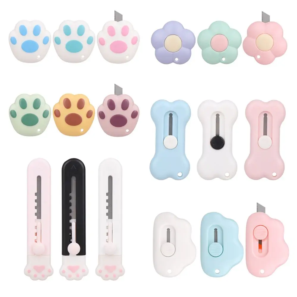 Cute Cat Paw Mini Utility Knife Box Cutter apribottiglie retrattile apriscatole portatile strumento per il taglio della carta materiale scolastico