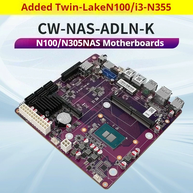 

N100/N150/N305/N355 DDR5 expandable 100 gigabit six-bay NAS motherboard