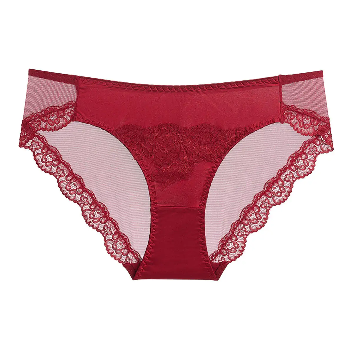 Style Sexy French Pure Desire Ultra Thin Plus Size Panties Hip Lifting Low Waist Smooth Lace Trimmed