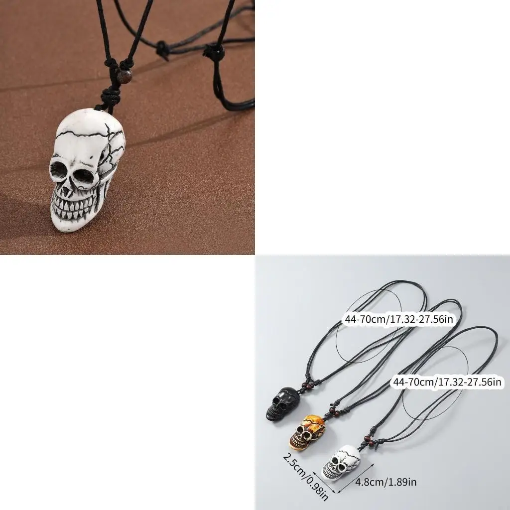 

Punk Skull Pendant Necklace for Women Men Fashion Halloween Skeleton Head Goth
