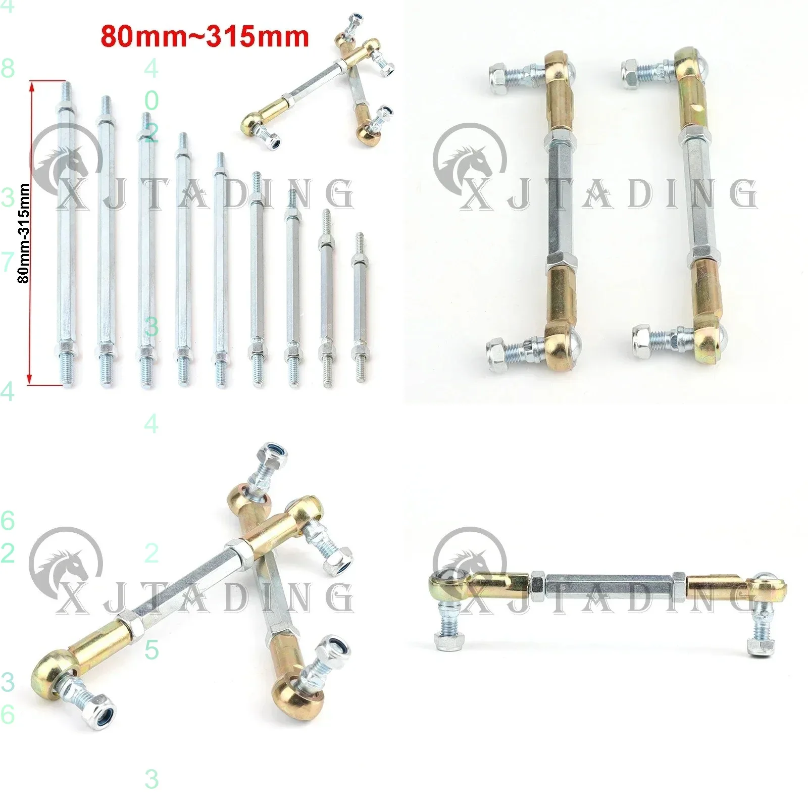 80mm-315mm M8 Steering Tie Rod Kit Ball Joint for 50cc 2-Stroke Electric ATV Go Kart Quad Buggy Scooter Kids Mini Bike
