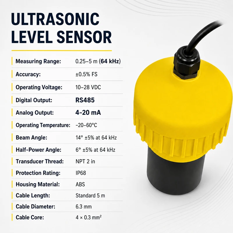 4-20 MA ultrasonic water level sensor with built-in Bluetooth, measuring range of 5 m, suitable for small reservoir water level