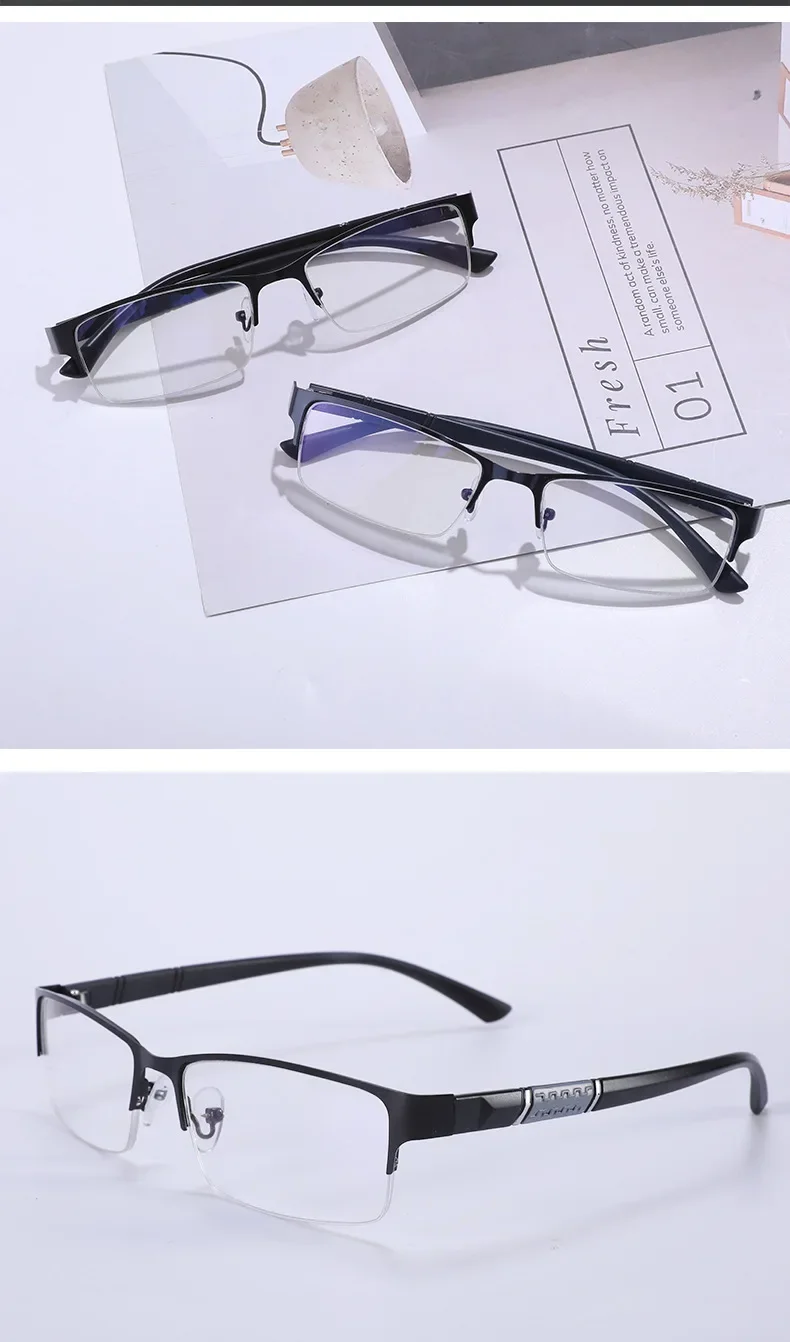 TR90 Business Lesebrille Männer Halb Rahmen Anti-strahlung Presbyopie Brillen Frühling Bein Brillen 0 + 1,0 + 1,5 + 2,0 + 2,5 + 3,0 + 3,5 – Detail 4
