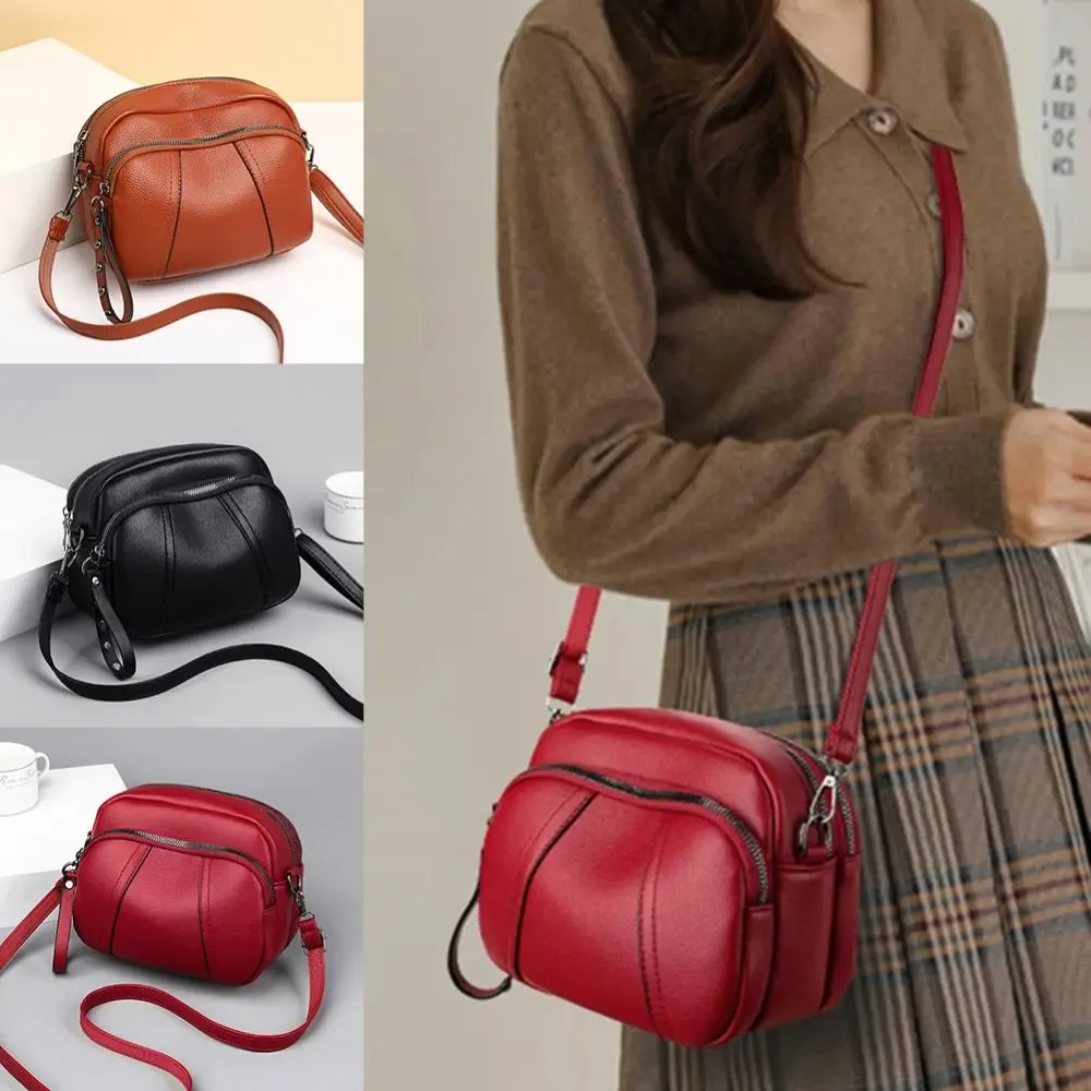 

Solid Color Fashionable Rivet Zipper Women's Mobile Phone Bag Simple Soft Leather Shoulder Crossbody Small Square Bag