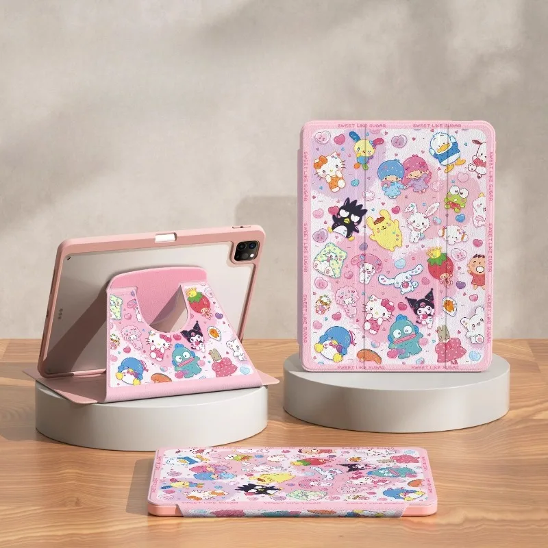 

Чехол Sanrio Hello Kitty Kuromi для iPad Funda iPad A16 Pro 3 4 5 Чехол для планшета Air 3 4 5 M2 M3 11-го поколения Mini 6 7 Защитный чехол