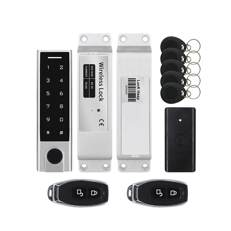 wireless surface mounted electric bolt lock delay adjustable lock with fingerprint device access control system for glass door