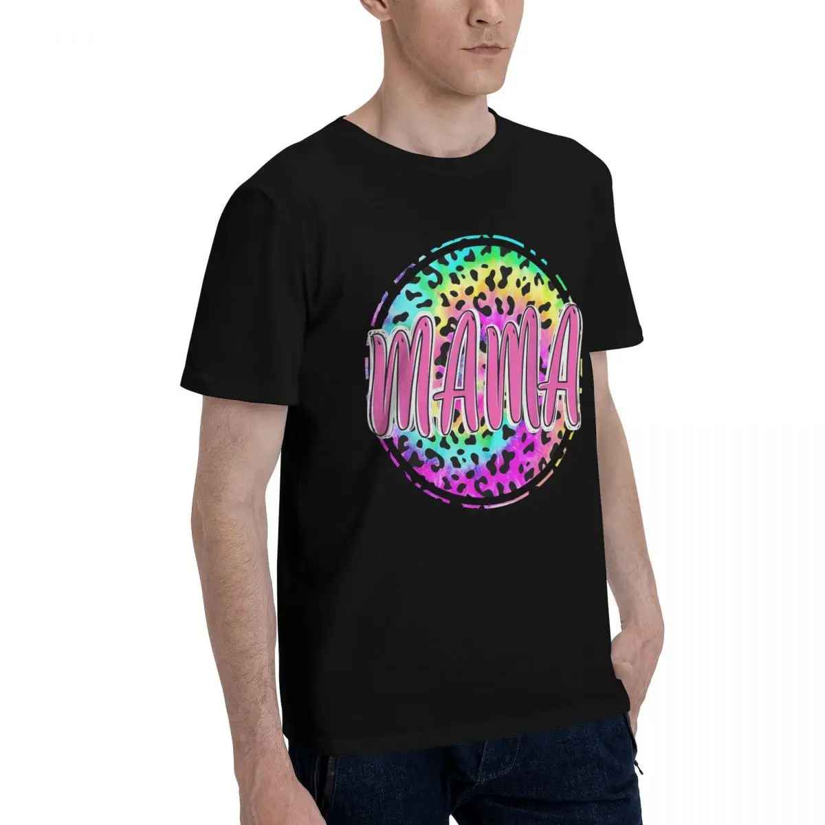 Colorful Leopard Print MAMA Design Motion Tees Activity competition Title Novelty Top quality Eur Size