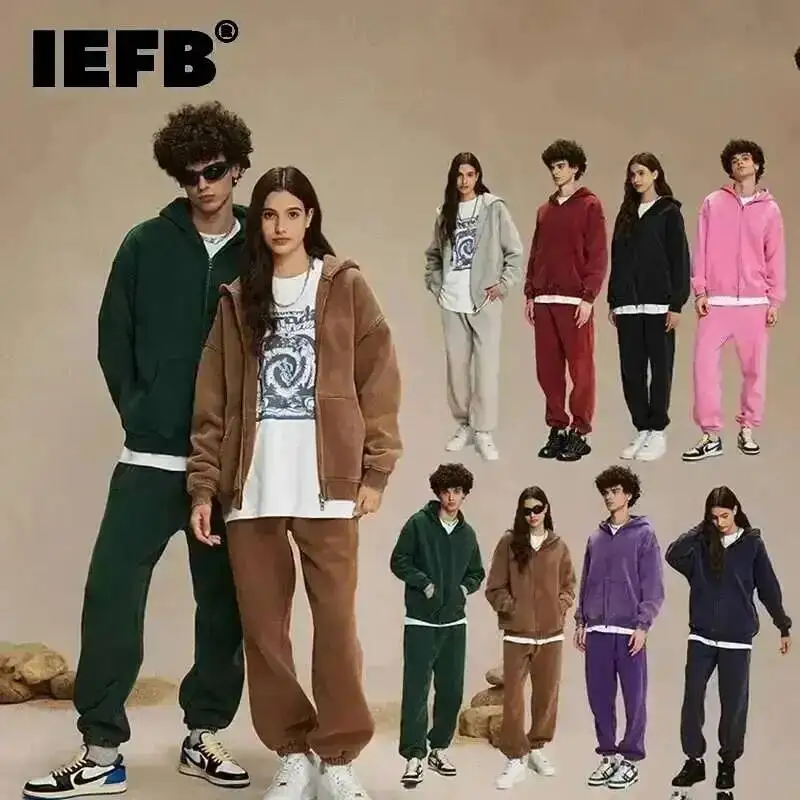IEFB Men's Wear Wax Printing Vintage Male Hoodies Oversized Loose Zipper Water Washed Plush Sweatshirt Trendy New 9C9349 IEFB Men's Wear Wax Printing Vintage Male Hoodies Oversized Loose Zipper Water Washed Plush Sweatshirt Trendy New 9C9349