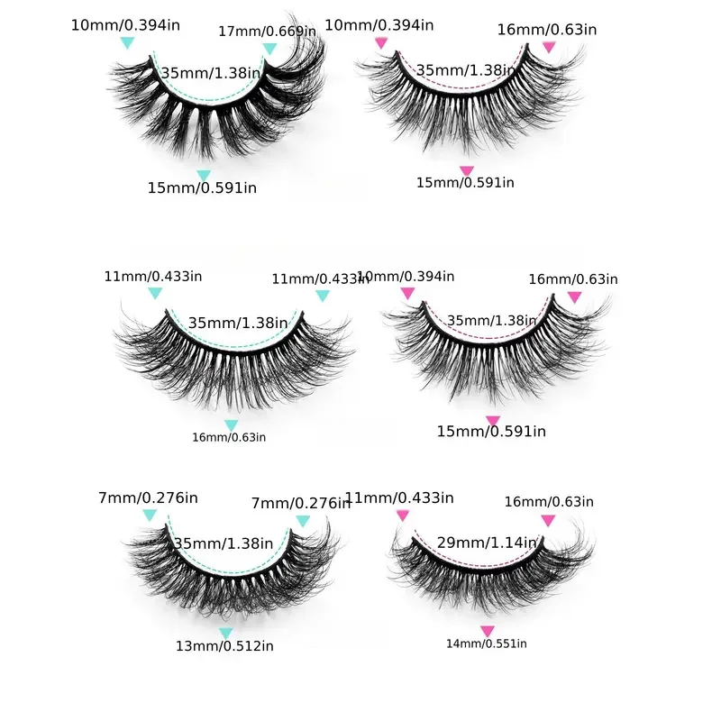 False Eyelashes 48 Pairs 6 Styles Mixed Fluffy Curled Fake Eye Lashes Dramatic Thick 5D Wispy Strip Faux Mink Eyelashes - Eyes M