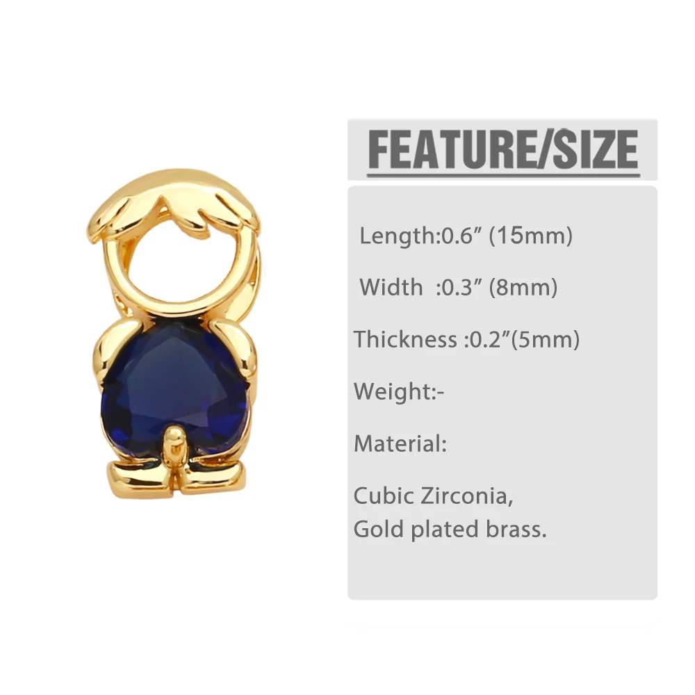 OCESRIO Multicolor Heart Crystal Little Boy Pendant for Necklaces Copper Gold Plated Jewelry Making Supplies Handmade pdtb613
