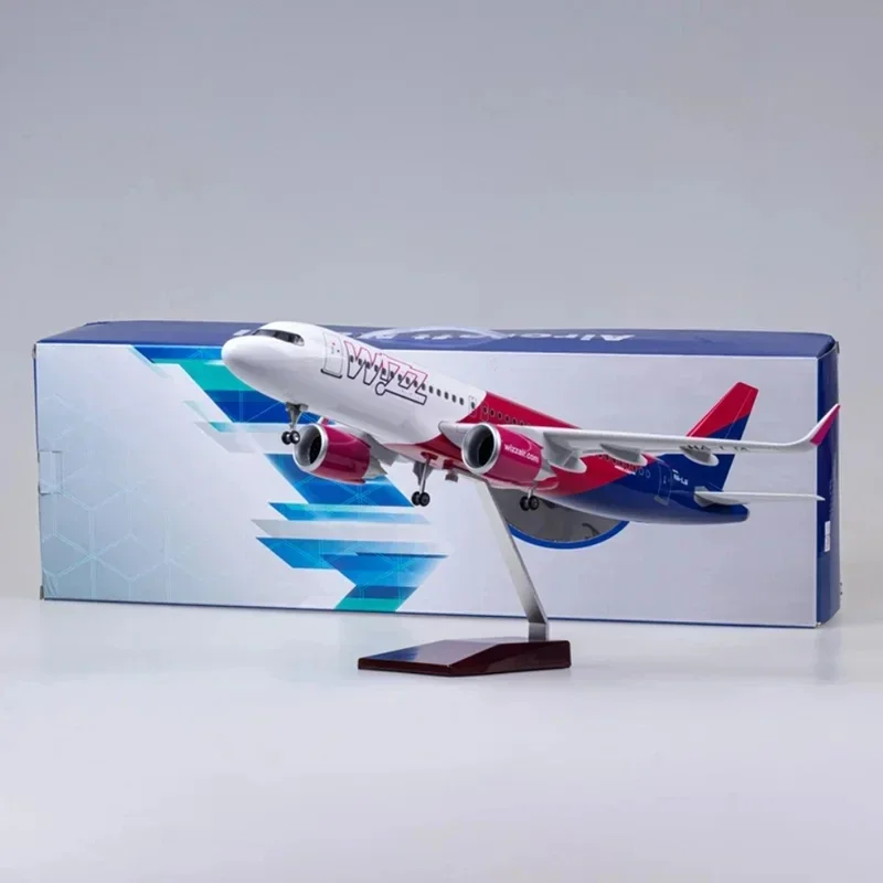 New 47CM 1/80 Airplane A320NEO A320 NEO Wizz Air Airlines Model Toy Light & Wheel Landing Gear Diecast Resin Plane Model Decor