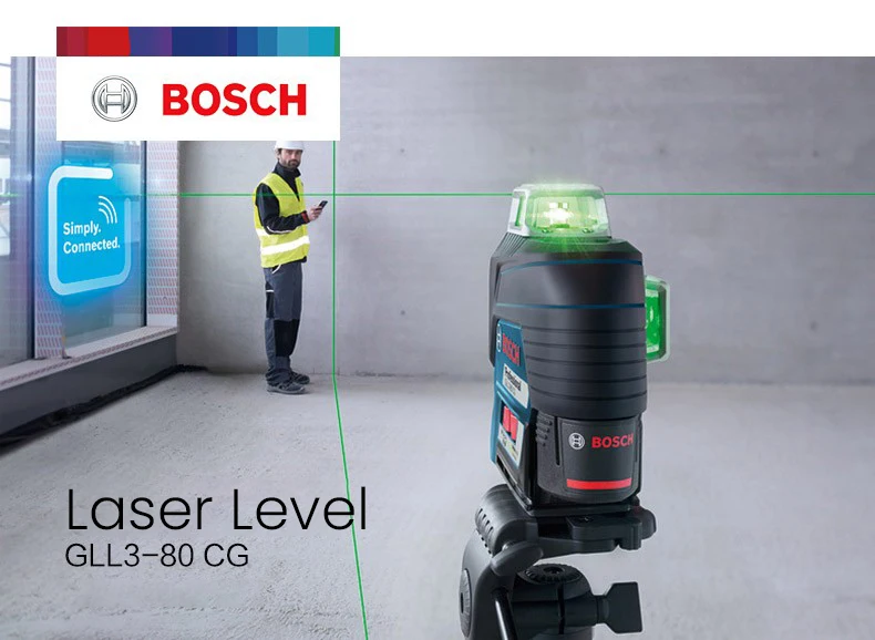 Bosch Gll 3-80 Cg Green Laser Level 4 Modes 3 Planes 12 Lines Bluetooth Pulse Function Shockproof Laser Level Meter Diastimeter