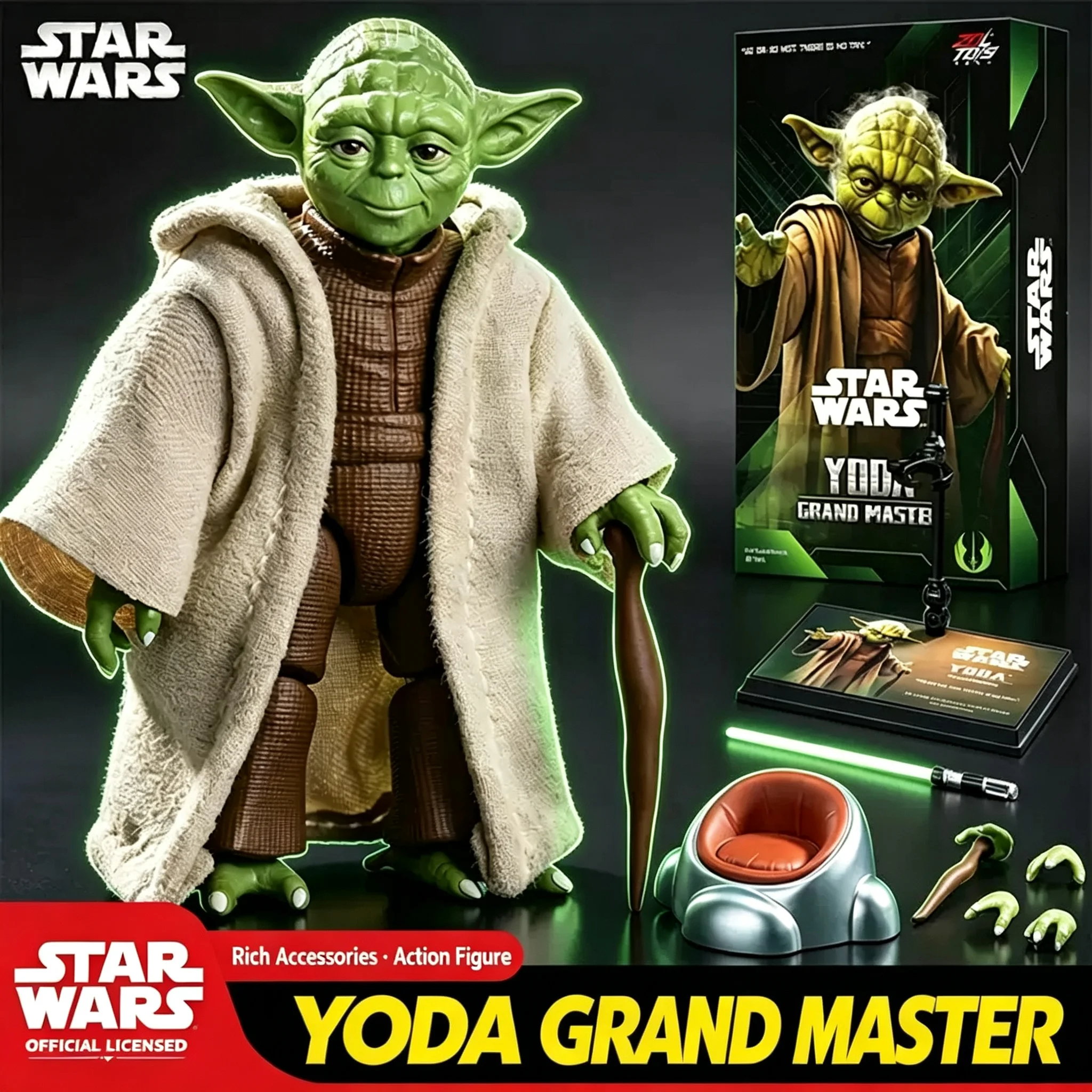 zdトイズ-スター・ウォーズ-ヨーダ-可動式アクションフィギュア。コレクション用ディスプレイモデルとして、またファンへのプレゼントとしても最適。