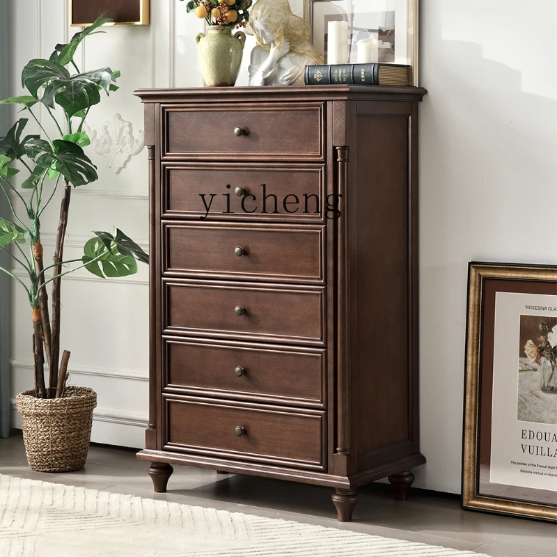 TQH All Solid Wood Living Room Side Cabinet Storage Small Standing Cabinet Master Bedroom Drawer Bedside Cabinet